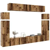 vidaXL 8-delig Tv-meubelset wandmontage bewerkt hout oud houtkleurig