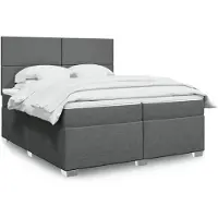 vidaXL Boxspring met matras stof donkergrijs 200x200 cm