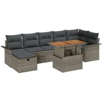 vidaXL Tuinbank Set 8 st Grijs poly rattan