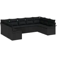 vidaXL Tuinbank Set met kussen Zwart poly rattan