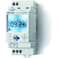 Finder 12.A1.8.230.0000 Schakelklok voor DIN-rails 230 V/AC Astronomisch, Weekprogramma