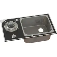 Navy Load 1.8kw Glass Gas Hob With Sink Zilver 550 x 300 mm