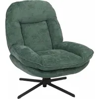 Mendler Relaxfauteuil -P32, televisiefauteuil Nosag-vering Gestoffeerde fauteuil, draaibaar Metaal Stof/textiel Chenille (370 g/m²) ~ groen