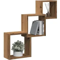 vidaXL Wandplanken kubus 68x15x68cm bewerkt hout artisanaal eikenkleur