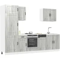 vidaXL 7-delige Keukenkastenset Kalmar bewerkt hout grijs sonoma eiken