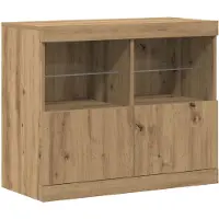 vidaXL LED Dressoir Bruin 81 x 37 x 66,5 cm Bewerkt hout