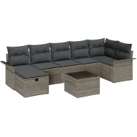 vidaXL Tuinbank Set 8 st Grijs poly rattan