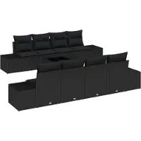 vidaXL Tuinbank Set 8 st Zwart poly rattan