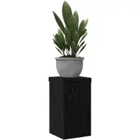 vidaXL Plantenstand 2 pcs Zwart Eiken 10 x 10 x 18 cm Bewerkt hout