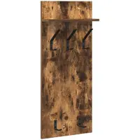 vidaXL Wandgemonteerde kapstok Muurmontage Rook Eiken 40 x 10 x 90 cm