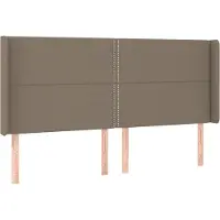vidaXL Hoofdbord met randen 203x16x118/128 cm stof taupe