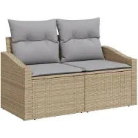 vidaXL Bankstel 6 st poly rattan