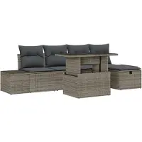 vidaXL Tuinbank Set 6 st Grijs poly rattan