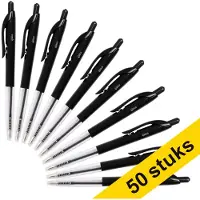 123inkt balpen met drukknop zwart (50 stuks)