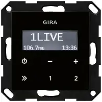 Gira UP Radio RDS zonder luidspreker 228405 Systeem 55 zwart glaslook, Knoppen + Schakelaars, Zwart