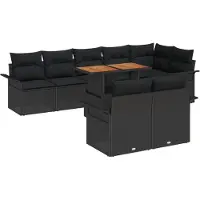 vidaXL Tuinbank Set 9 st Zwart poly rattan
