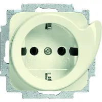 Busch-Jaeger 2CKA002011A2597 Wandcontactdoos met randaarde Inzetstuk Parel-wit, Crème-wit 1 stuk(s)