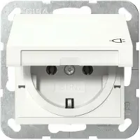 Gira System 55 wandcontactdoos RA m/deksel inbouw Glanzend wit