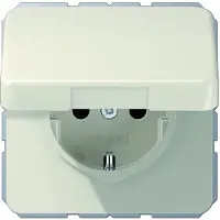 JUNG CD1520BFKL Wandcontactdoos met randaarde en klapdeksel Inzetstuk 1-voudig Crème-wit 1 stuk(s)