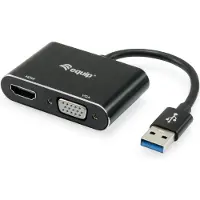 Equip 133386 usb to hdmi/vga adapter, usb 3.2 gen 1 type-a, hdmi output, 1920 x 1080 pixels