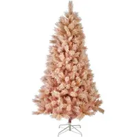 Everlands Kunstkerstboom Paris fir snowy H210 D130 cm roze kerst