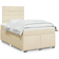 vidaXL Boxspring met matras stof crèmekleurig 120x200 cm