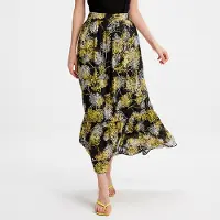 Smart & Joy Lange rok met lineaire print en ruches