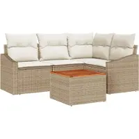vidaXL Tuinbank Set 5 st Beige poly rattan