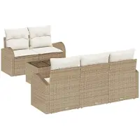 vidaXL Tuinbank Set 6 st Beige 55 x 55 x 37 cm poly rattan