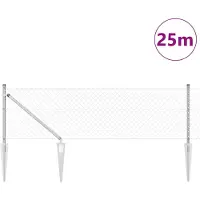 vidaXL gaashek met grondpennen 25 x 0,4 m Gegalvaniseerd staal zilver