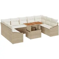 vidaXL Tuinbank Set 10 st Beige en Crème