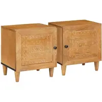 vidaXL Nachtkastje 2 pcs Lichtbruin 80 x 50 x 40 cm Bewerkt hout