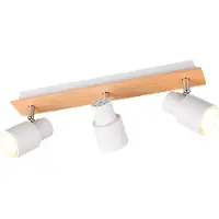 TRIO 3-lichts plafondlamp Pierre wit met hout