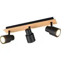 RL 3-lichts plafondlamp Pierre zwart met hout
