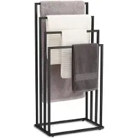 Eh Excellent Houseware Handdoekrek Badkamer – Handdoekenrek Vrijstaand – Zonder Boren – 4 Niveaus – Staal Mat Zwart