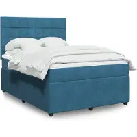 vidaXL Boxspring met matras fluweel donkerblauw 160x200 cm