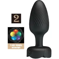 Pretty Love - Varian - Kleurveranderende lichtgevende vibrerende buttplug - Zwart
