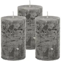 Atmosphera Stompkaars/cilinderkaars - 3x - antraciet - 5 x 8 cm - klein rustiek model