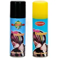 Goodmark Carnaval verkleed haarverf - haarspray - kleuren geel en zwart - 125 ml per flacon - verven