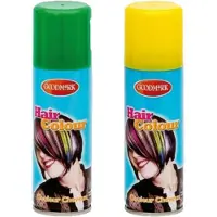 Goodmark Carnaval verkleed haarverf - haarspray - kleuren groen en geel - 125 ml per flacon - verven