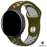 Strap-it Siliconen sport bandje - geschikt voor Garmin Vivoactive 3 / Vivoactive 5 / Venu / Venu SQ / Vivomove HR / Forerunner 245 / 570 - 42mm / 645 - legergroen/kleurrijk