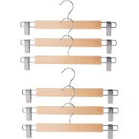 Storage solutions broeken/rokken kledinghangers - set 6x stuks - naturel hout - 33 cm - Kledingkast hangers/kleerhangers/broekhangers