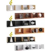 VCM Honsa wandkast wandmontage 4 planken wit, eik decor.