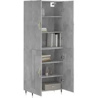vidaXL Hoge kast 69,5x34x180 cm bewerkt hout betongrijs
