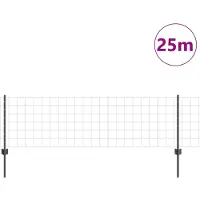 vidaXL Euro-hek met palen 25 x 0,6 m PVC-Coated Staal Grijs Mesh