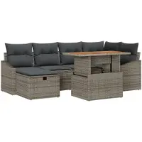 vidaXL Tuinbank Set 7 st Grijs poly rattan