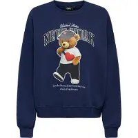 Kids Only GIRLS Sweatshirt 'KOGLINDA' nachtblauw / karamel / zwart / wit