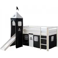 Homestyle4u Hoogslaper - 90x200 cm - wit - piraat - glijbaan