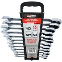 AWTOOLS Ringsleutelset met Ratel, 12-delig, 8-19 mm