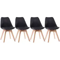 Happy Garden Set van 4 zwarte NORA Scandinavische stoelen met kussen